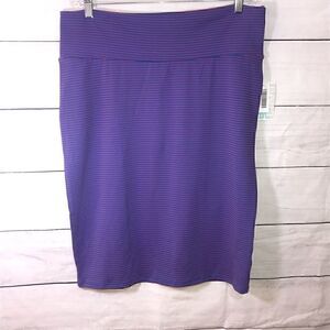 LuLaroe Cassie Pink/Blue Striped Pencil Skirt-2XL